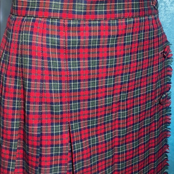 Vintage Pleated Plaid Wrap Around Skirt - Picture 8 of 12